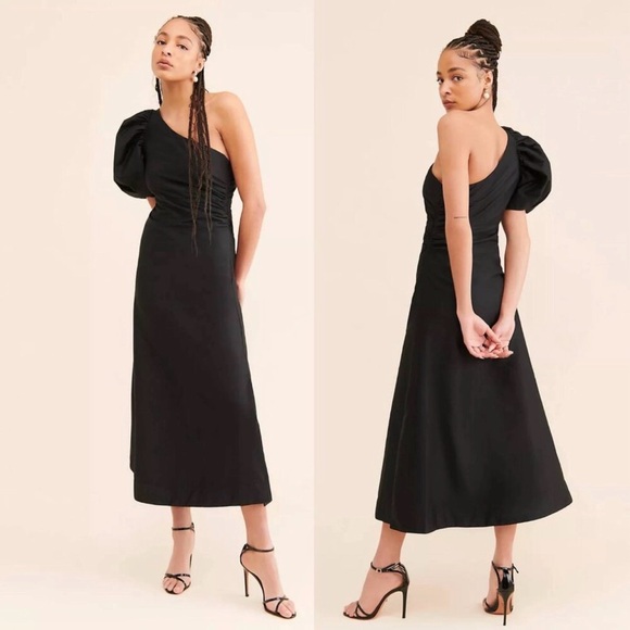 NEW Anthropologie Aureta One Shoulder Black Dress Women's Size 1X